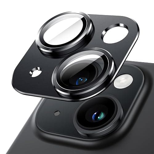 JETech Camera Lens Protector for iPhone 15/15 Plus, Midnight, 1-Pack | Full-Coverage 9H Tempered Glass, Matte Metal Finish, Case-Friendly, HD Clear - Image 1