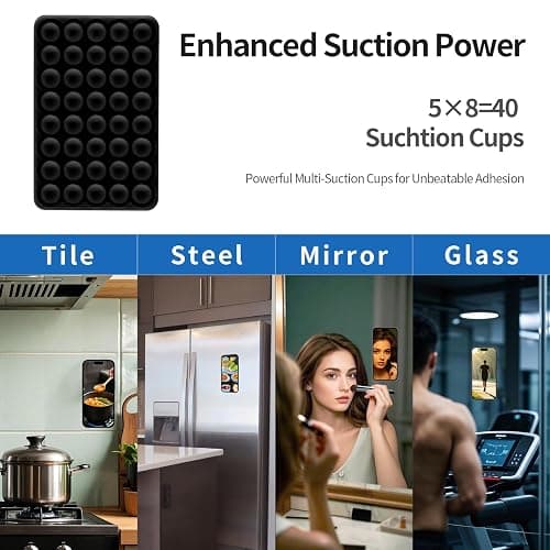 QWEIDHI Silicone Suction Phone Case Adhesive Mount, Hands-Free Strong Grip Holder for Selfies, Silicon Adhesive Stand Sticky for Cell Phone (Black) thumbnail 3