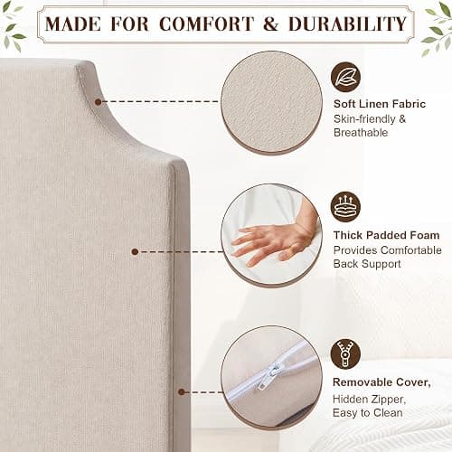 Fumete Upholstered Twin/Twin XL DIY Headboard 40" W x 36" H, College Bedding Headboard Wingback, Cream Beige Linen Cushion, No Assembly Required and Compression Packed thumbnail 3
