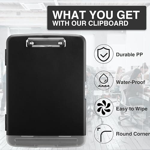 Sooez Clipboard with Storage, Clip Board 8.5 x 11 with Pen Holder, Plastic Organization Case Box for Letter Legal A4 Size Paper, Low Profile Clip, Nurses Teachers Must Haves, School & Office Supplies thumbnail 5