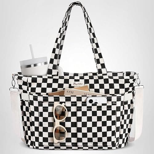Bagstellar Corduroy Tote Bag for Women, 17 Pockets Laptop Work Tote Bag Lightweight Teacher Nurse Bible Bag for School Travel | with 40oz Cup Holder thumbnail 9