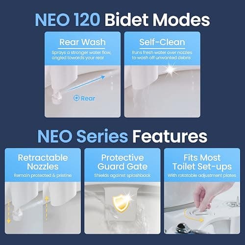 LUXE Bidet NEO 120 - Single Nozzle, Self-Cleaning, Non-Electric Bidet Attachment for Toilet Seat, Adjustable Water Pressure, Rear Wash (White) thumbnail 4
