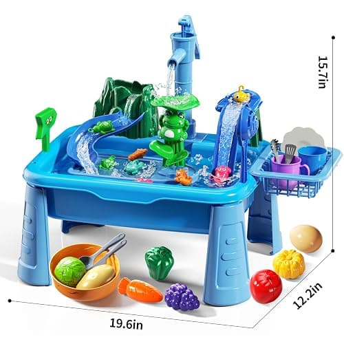 KIZONLY Water Table for Toddlers 1-3- Kids Play Sink with Pump and Running Water, Water Table for Kids Ages 4-8 with Fishing Games, Summer Outside Sensory Gift Toys for Boys and Girls 2 3 4 5 6 7 8 thumbnail 3