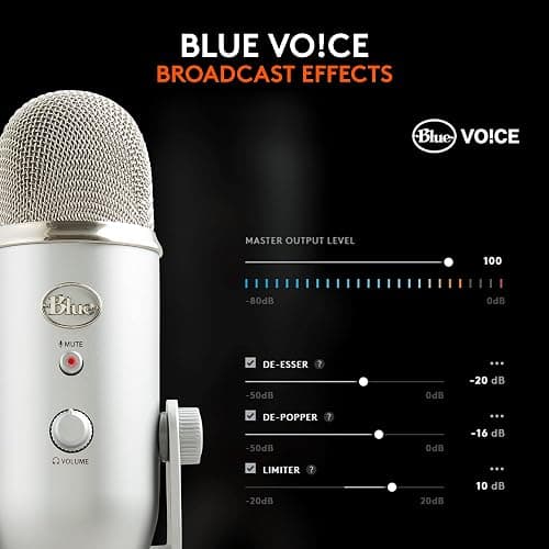 Logitech Creators Blue Yeti USB Microphone for Gaming, Streaming, Podcast, YouTube, Discord, PC, Studio Sound, Plug & Play-Silver thumbnail 4