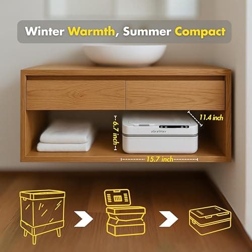 aGratHav Towel Warmer for Bathroom, Foldable Towel Warmer Bucket, Blanket Warmer, Extra-Large 35L Fast Heating, Heating & Drying Modes & Timer, ETL Certification, 6 Free Fragrance Discs, White thumbnail 8