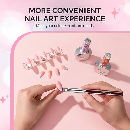 MelodySusie French Manicure with Rosewood Handles Nail Brush, Size #16 | Clean Up Brush, with Brush Holder, Professional Nail Art Tool for Acrylic Application, Powder, Extension & 3D Carving thumbnail 7