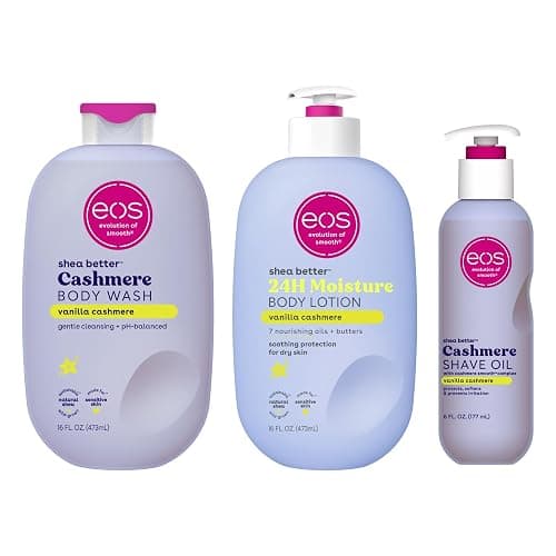 eos Shower Essentials Bundle- Body Lotion, Body Wash, Shave Oil - Vanilla Cashmere - Image 1