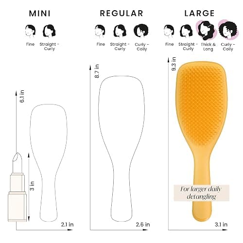Tangle Teezer Large Naturally Curly Ultimate Detangler Hairbrush for 3C-4C Curly Coily Hair - Two-Tiered Teeth Define Curls & Reduce Frizz - Daffodil Yellow thumbnail 7