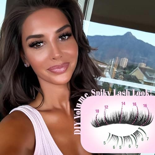 Yawamica Volume Lash Clusters with Bottom Lashes Wispy Eyelash Clusters Built in Spikes 10-16mm Fluffy Cluster Lashes D Curl Individual Lashes with 5-7mm Bottom Lash Extension DIY Spiky Salon Lash thumbnail 3