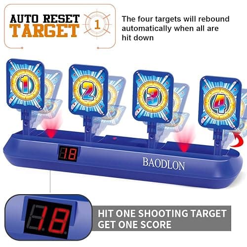 BAODLON Digital Shooting Targets with Foam Dart Toy Gun, Electronic Scoring Auto Reset 4 Targets, Shooting Game Toys Gifts for Age of 5, 6, 7, 8, 9, 10+ Years Old Kids, Boys, Compatible with 2 Toy Gun thumbnail 4