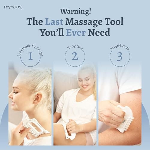 MyHalos 6-in-1 Ceramic Body Gua Sha Facial Tools - Lymphatic Drainage Tool, Face Sculpting Tool & Acupressure tool - Body Guasha, Trigger Point Massage Tool for Fascia Massage and Cellulite thumbnail 5