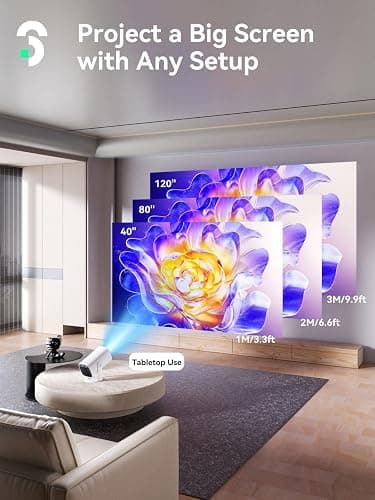 SOOMFON Mini Projector 1080P Support - Portable Small Video Movie Projector Bluetooth 5.1 Auto Keystone Electric Focus for Bedroom/Wall/Home/Outdoor/iPhone/Android/TV Stick thumbnail 3