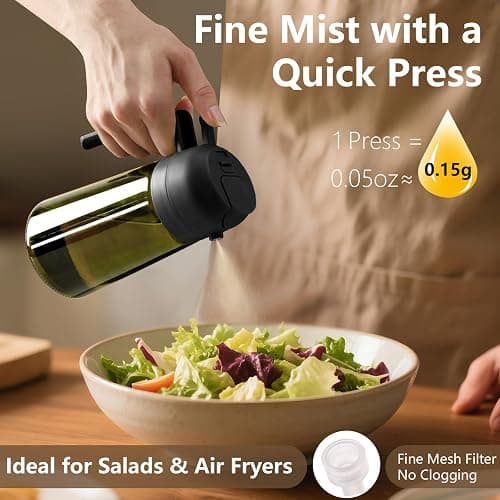 SWEET VIEW Olive Oil Dispenser and Oil Sprayer – 16oz/470ml Glass Light-Proof Oil Pourer for Kitchen, Air Fryer, Cooking, Salad, and BBQ thumbnail 3