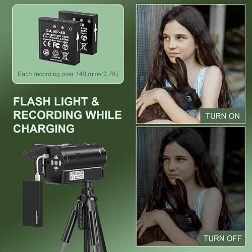 Tixeuo 2.7K Video Camera Camcorder QHD 50MP YouTube Vlogging Camera 16X Digital Zoom Webcam 270 Degree Rotation Screen Camcorders with 32G SD Card and 2 Batteries Recording While Charging thumbnail 4