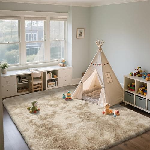 Shag Area Rugs for Bedroom Living Room,6X9 Ultra Soft Fluffy Area Rugs for Dorm, Indoor Carpet Nursery Rugs for Kids Room Home Decor,Camel thumbnail 6