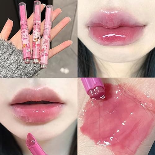 3Pcs Sweet Heart Jelly Lipstick Set, Long Lasting Moisturising Jelly Lip Gloss, Smooth Glossy Lip Balm, Love Lipstick Gift Set for Women and Girls (A) thumbnail 3