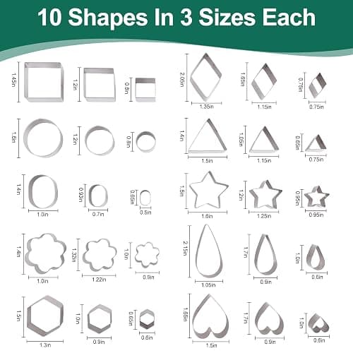 HIWRBDTI 30PCS Mini Cookie Cutters Shapes Set with Box for Kids, Small Stainless Steel Star Triangle Cookie Cutter Variety Pack, for Tiny Polymer Clay, Fruit thumbnail 6