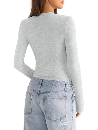 EasyGala Womens Cotton Long Sleeve Shirts Crew Neck Fitted Basic Going Out Outfits Undershirt Spring Fall Clothes 2025 thumbnail 4