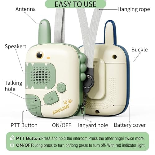 Dino Walkie Talkies for Kids,Dinosaur Toys for Kids 3-5-7,Toddler Kids Toys 2 Pack Birthday Gifts for 3 4 5 6 7 8 9 Year Old Boy Girls Toy for 3-12 Boys Outdoor Game,Easter Christmas Stocking Stuffers thumbnail 3
