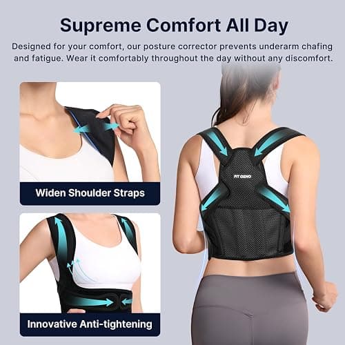 Fit Geno Posture Corrector for Women & Men: Adjustable Lightweight Upper Back Brace for Neck Shoulder & Upper Back Pain Relief - Improve Posture Correct Hunchback Slouching Invisible Under Clothes (XS/S Under Bust 30"-43") thumbnail 4