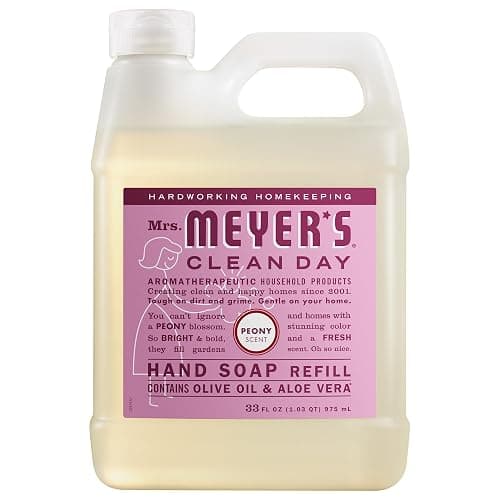 MRS. MEYER'S CLEAN DAY Hand Soap Refill, Peony Scent, 33 Fl Oz Bottle - Image 1
