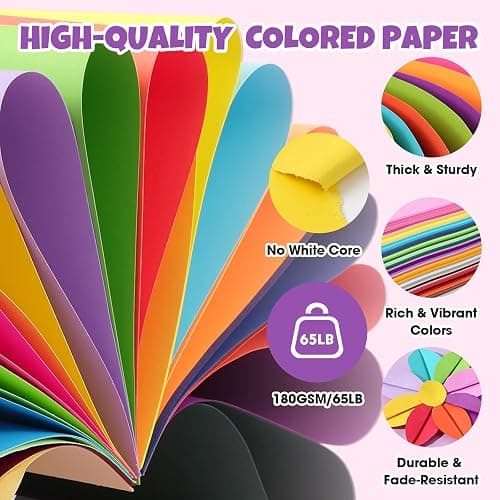 300 Sheets 8.5" X 11" Colored Cardstock, 50 Assorted Colors Construction Paper Card Stock Printer Paper for Printing, Card Making, DIY Crafts, School Supplies,Party Decorations (180GSM/65LB) thumbnail 3