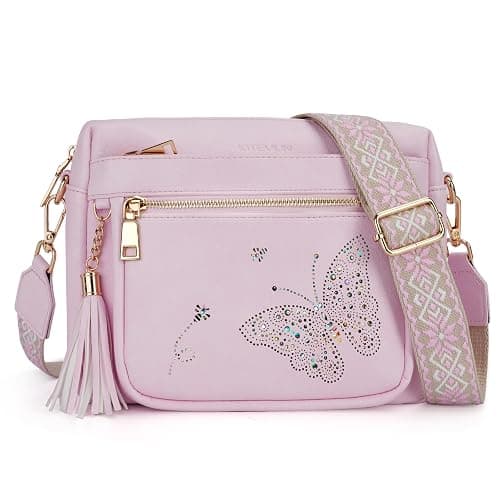KITEVIUN Crossbody Bag for Women Trendy Leather Crossbody Purse Butterfly Design Shoulder Handbags with Adjustable Strap - Image 1
