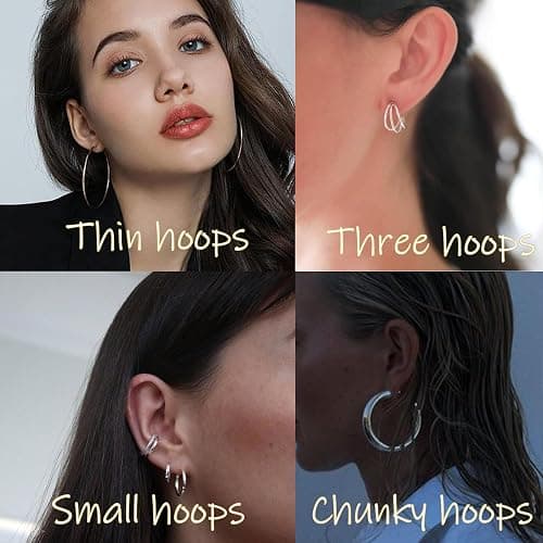 46 Pairs Gold Hoop Earrings Set for Women, Fashion Hypoallergenic Chunky Twisted Pearl Stud Earrings Multipack, Small Big Hoops Earring Packs Trendy for Christmas Birthday Party Jewelry Gift thumbnail 2