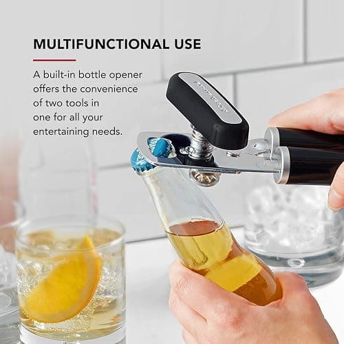 KitchenAid Classic Multifunction Can Opener and Bottle Opener Easy to Use, Razor Sharp Stainless Steel Cutting Wheel, Soft Ergonomic Handles, Black thumbnail 5
