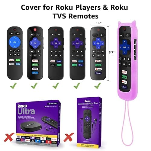 3Pack Remote Cover for Roku, Compatible with Hisense/TCL Roku TV Steaming Stick/Express, Silicone Protective Controller Universal Sleeve Skin Glow in The Dark Purple Blue Pink thumbnail 2