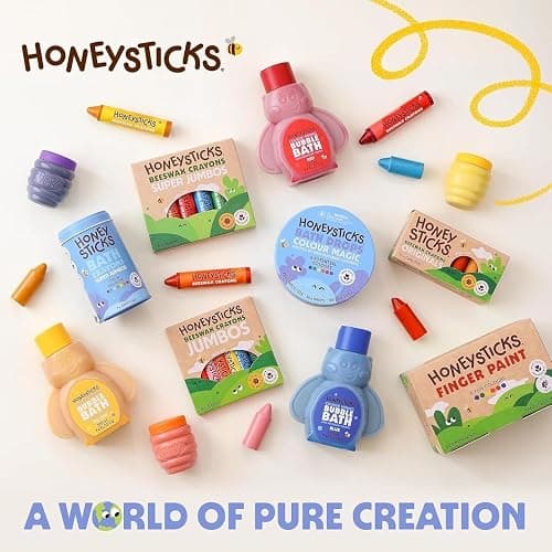 Honeysticks Jumbo Crayons (16 Pack) - Non Toxic Crayons, 100% Pure Beeswax | Natural Beeswax and Food Grade Colors, Large Size - Easy to Hold and Use, Preschool Art Supplies for Toddlers, Kids 3-5, 4-9 thumbnail 9
