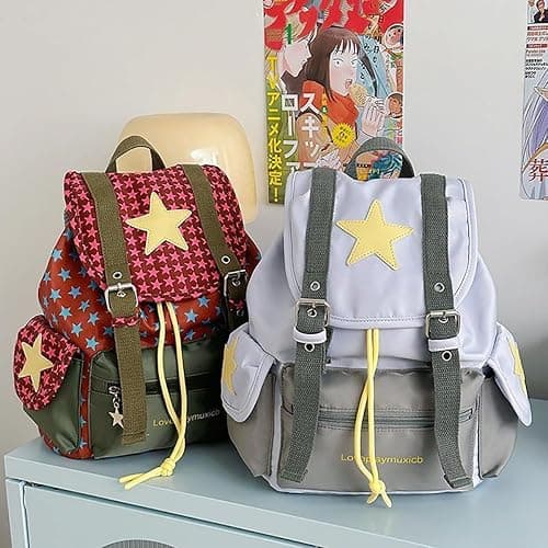 NCDUANSAN Dopamine retro backpack, suitable outdoor hiking, leisure commuting, fashion sports cycling lightweight design cute (green) thumbnail 2