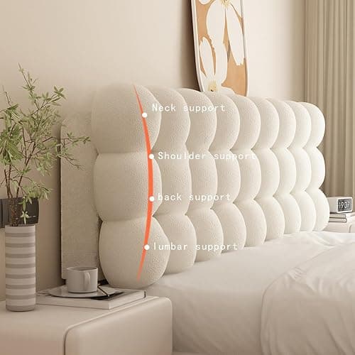 KRDBD Headboard Pillow Upholstered Wall Panels,Wall Mounted Headboard,Support Bolster Cushion,for Sitting in Bed Reading and Resting Bedroom Living Room (Milk Coffee Color,59in*24in) thumbnail 5