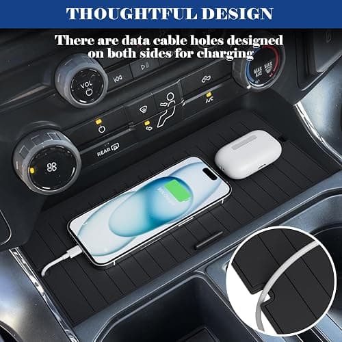 Center Console Organizer Cover for Ford F150 Accessories 2021-2026 & Lightning XLT 2022 2023 2024 Middle Console Secret Pocket Lid Interior Hidden Storage Compartment Tray with USB Holes, 2PCS thumbnail 3
