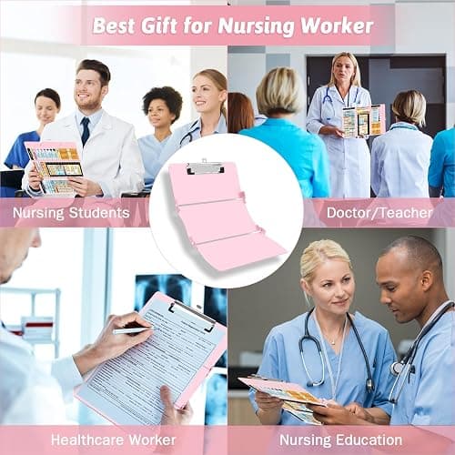 Nursing Clipboard Foldable Clipboard Medical: Edition Cheat Sheets Aluminum 3 Layers Foldable Clipboards Nursing Pocket Size Profile Clip Nurse Clipboards Notepad for Nurses Students and Doctors thumbnail 7