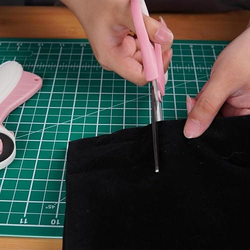 MANUFORE Pink Professional Sewing Scissors Set: Big and Small Scissors, Rotary Cutter with 3pcs Extra Blades for Cutting Fabric thumbnail 5