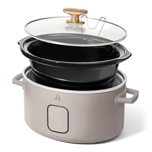 Beautiful 6 Qt Programmable Slow Cooker by Drew Barrymore - 5 Preset Cooking Functions, Digital Countdown Timer, Dishwasher-Safe Parts, and Cool-Touch Handles (Porcini Taupe) thumbnail 5
