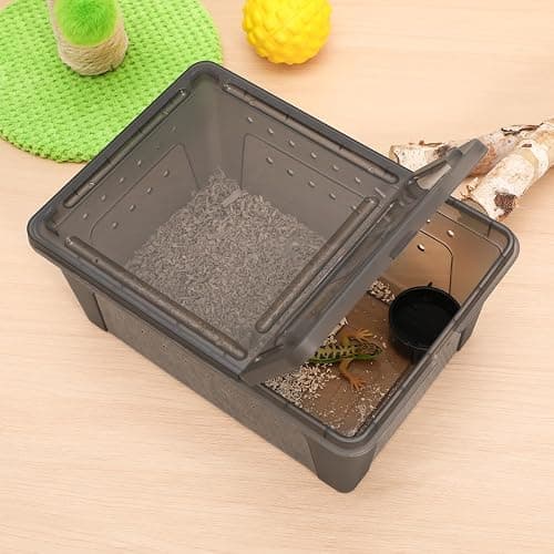 POPETPOP Reptile Terrarium Box 10.24×7.09×4.53In Plastic – Ventilated & Secure for Escape Prevention, Easy Feeding Access Without Disturbance – for Small Reptiles, Insects, Hatchlings, Geckos, Tortois thumbnail 4