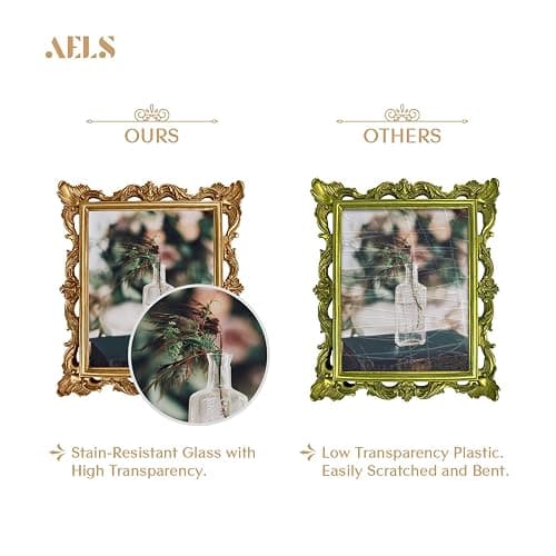 AELS 8x10 Inch Vintage Picture Frame, Elegant Antique Photo Frames with Glass Front, Photo Display, Tabletop Wall Hanging, Gift Ideas, Golden Bronze thumbnail 4