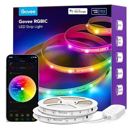 Govee Smart RGBIC LED Strip Lights 65.6ft, Alexa LED Light Strip Work with Google Assistant, Music Sync, DIY Multiple Colors on One Line, WiFi Color Changing Lights for Bedroom, Living Room, Holiday - Image 1