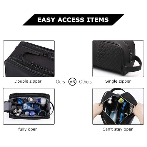 BAGSMART Toiletry Bag for Men, Travel Toiletry Organizer Dopp Kit Water-resistant Shaving Bag for Toiletries Accessories, Door Room Essentials, Black-medium thumbnail 3