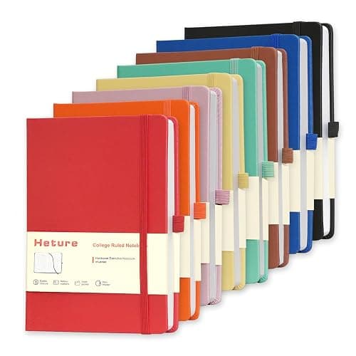 Heture 8 Pack Lined Journal Notebooks, A5 Hardcover Notebooks, 5.5 x 8.3 inch, 100GSM,160 Pages, Classic College Ruled Notebooks for Writing/Work/Travel/College (Assorted Color) - Image 1