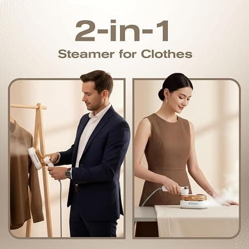 ECSteam Steamer for Clothes & Iron 2 in 1, Portable Clothes Steamer Handheld & Travel Steam Iron for Clothes, 1200W 20s Fast Heat-Up, Foldable Design, 180ml Tank, 23 Min Steam, 120V Wrinkle Remover thumbnail 3