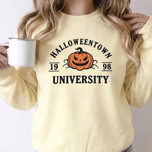 BANGELY Oversized Halloween Sweatshirt Women Spooky Season Pullover Top | Oversized Halloween Sweatshirt Women Vintage Spooky Season Pullover Top Spooky Vibes Letter Print Long Sleeve Shirt thumbnail 6