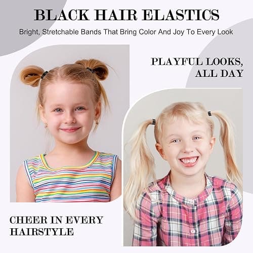 Flareann 2000pcs Black Elastic Hair Bands – Hair Ties, Rubber Hair Ties & Soft Hair Elastics, Strong Stretchy Accessories for Women & Girls thumbnail 2