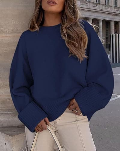 PRETTYGARDEN Women's Fall Oversized Sweaters Casual Crewneck Pullover Long Sleeve Fuzzy Chunky Knit Tops Blouse thumbnail 5