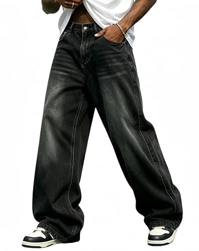 Mens Straight Leg Jeans Y2k Baggy Skater Jeans Joggers Vintage Denim Pants for Men - Image 1