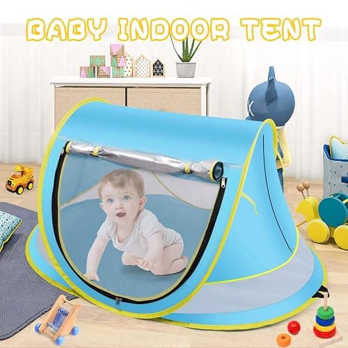 Baby Beach Tent,Large Pop Up Beach Tent Sun Shade for Beach,Portable Baby Travel Tent with Mosquito Net,Indoor Baby Play Tent,UPF 50+ UV Protection Sun Shelters for Infants thumbnail 5