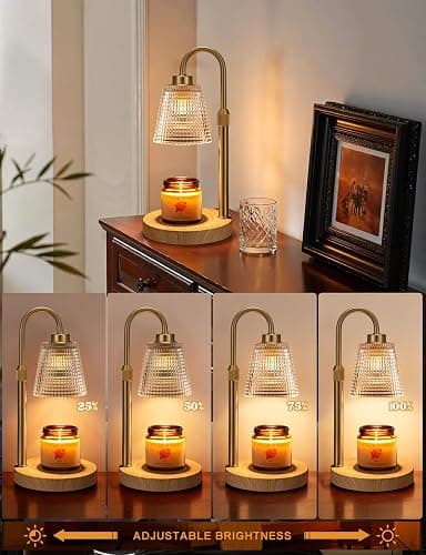 Wood Color& Clear Candle Warmer Lamp with Timer, Dimmable Candle Warmer for Jar Candles, Height Adjustable Wax Melts Warmer, Birthday Gifts for Women Mom, House Warming Gifts New Home Decor thumbnail 3