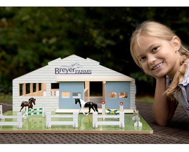 Breyer Horses Breyer Farms Deluxe Arena Stable | 24 Piece Playset | 2 Stablemates Horses Included | 24.25" L x 22" W x 10.5" H | 1:32 Scale | Model #59243 thumbnail 6